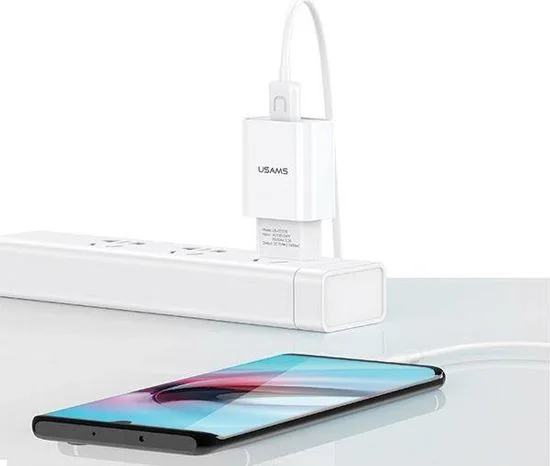 USAMS φορτιστής τοίχου T21OCMC01 με καλώδιο Micro USB, USB 2.1A, λευκός — εικόνα 2