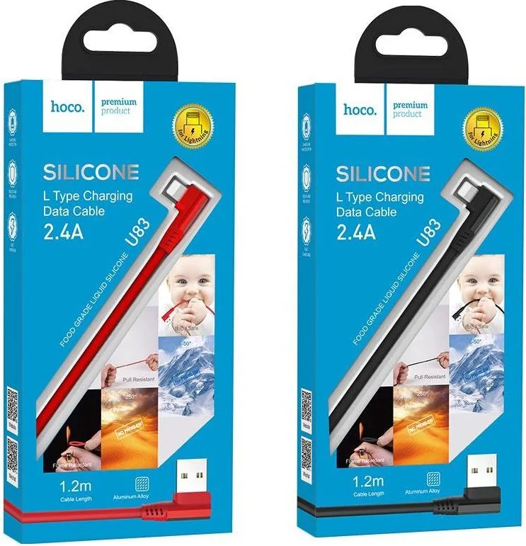 HOCO U83 Puissant Silicone Charging Cable FOR Lightning, κόκκινο — εικόνα 4