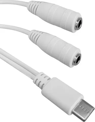 POWERTECH καλώδιο USB-C σε 2x 3.5mm CAB-UC055, 0.20m, λευκό