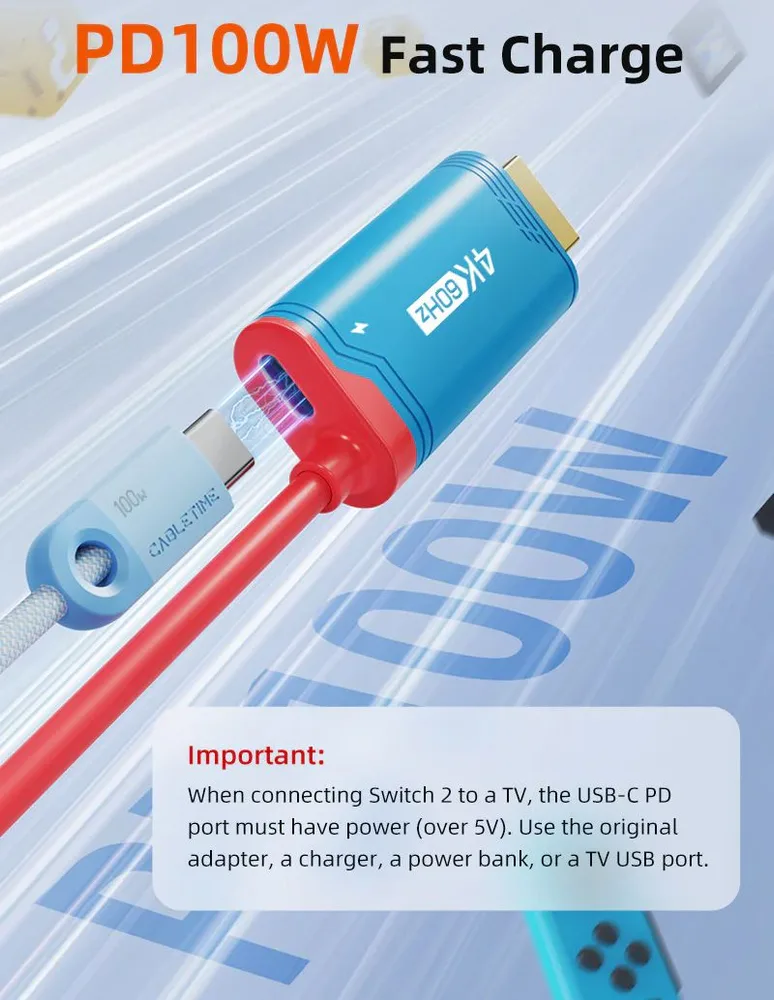 CABLETIME καλώδιο USB-C σε HDMI CT-CMHD4P, 4K/60Hz, PD100W, 2m, κόκκινο — εικόνα 3