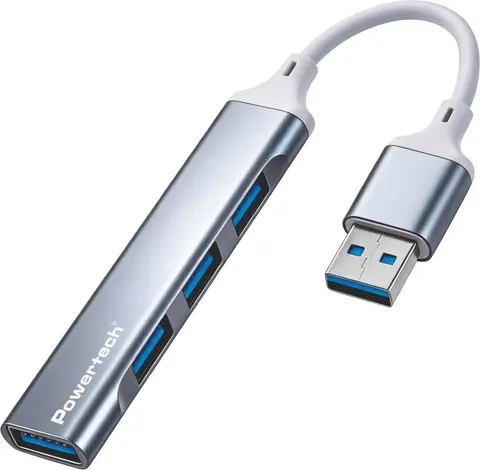 POWERTECH USB hub PTR-0207, 4x θυρών, USB 3.0, 5Gbps, USB σύνδεση, γκρι