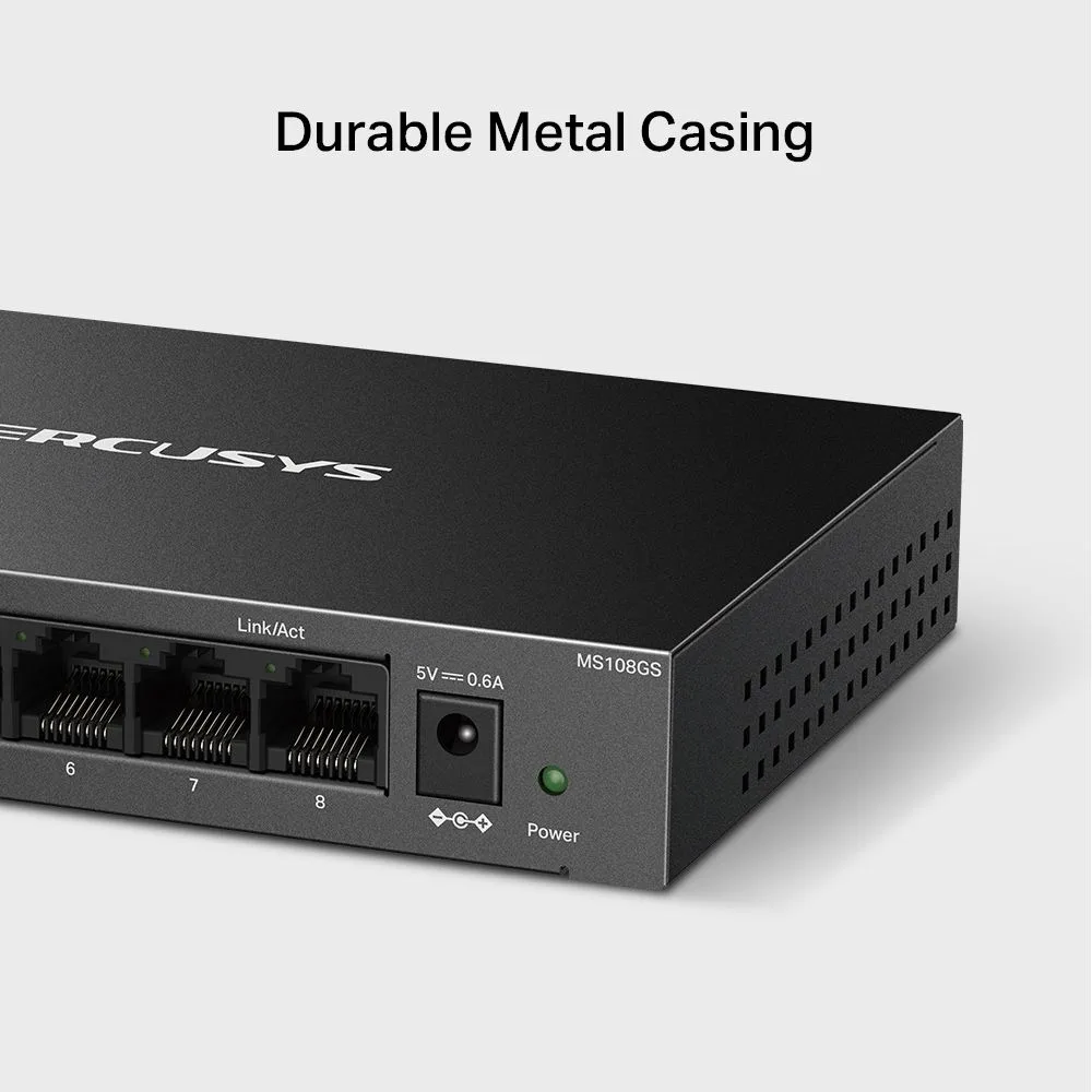 MERCUSYS desktop switch MS108GS, 8x Gigabit θύρες, V1.0 — εικόνα 4