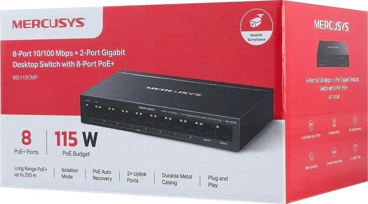 MERCUSYS Desktop Switch MS110CMP, 8x 10/100Mbps PoE+, 2x Gigabit, Ver. 1.0 — εικόνα 6