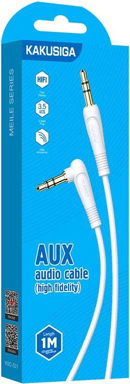 KAKUSIGA καλώδιο ήχου 3.5mm KSC-521, AUX, 90°, HiFi 1m, λευκό — εικόνα 3