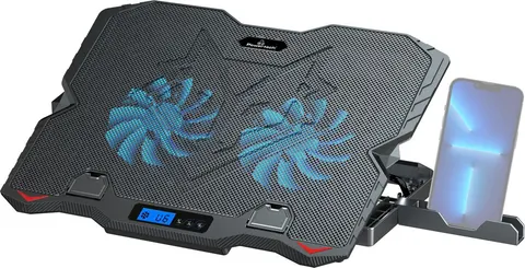 POWERTECH βάση & ψύξη laptop PT-1346, έως 15.6", 2x 125mm LED fan, μαύρη