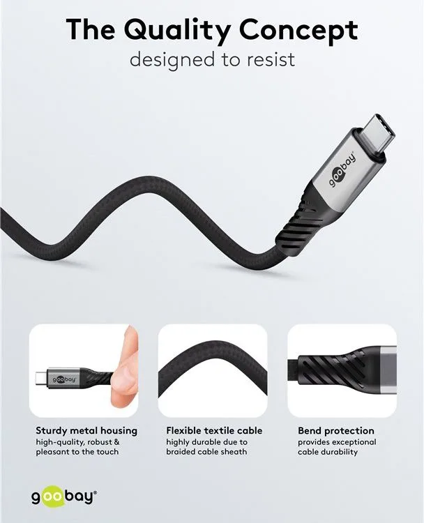 GOOBAY καλώδιο USB-C 74776, USB4, 240W, 80Gbps, 16K/60Hz, 1.5m, μαύρο — εικόνα 2