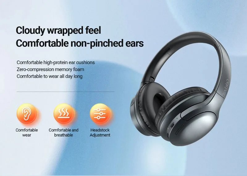 CELEBRAT headphones A33, ασύρματα & ενσύρματα, ANC, 40mm, 300mAh, μαύρα — εικόνα 2