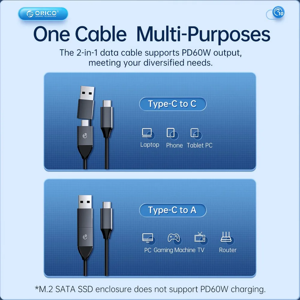 ORICO θήκη για 2x M.2 NVME SSD AM2C3-2N, 10Gbps, tool free, γκρι — εικόνα 7