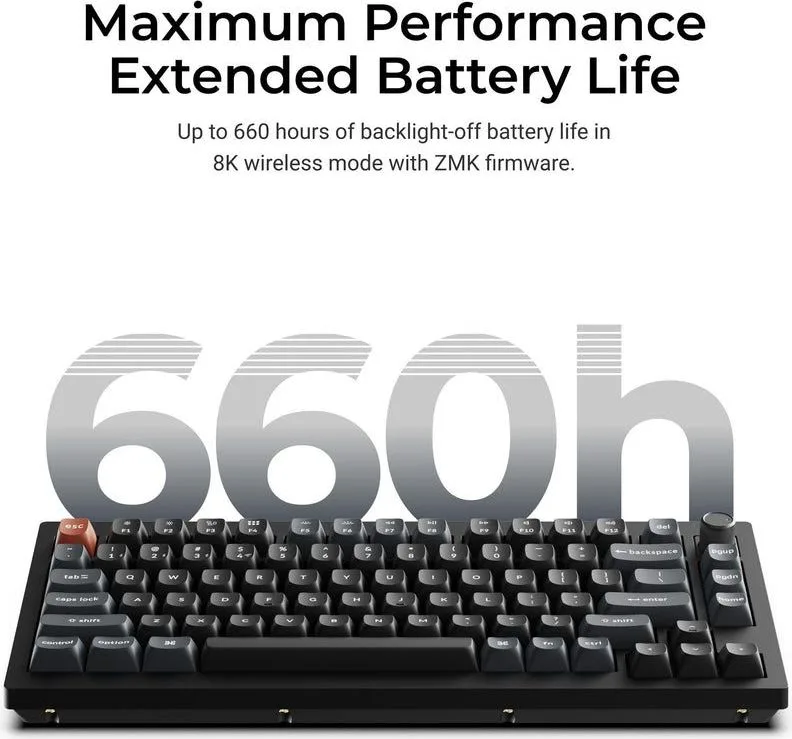 Keychron V1 Ultra (V1U-D1) QMK/VIA 8K Wireless Custom Mechanical Keyboard Red Switch RGB 75% US — εικόνα 5