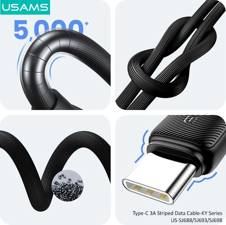 USAMS καλώδιο USB-C σε USB US-SJ693, 3A, 480Mbps, 2m, μαύρο — εικόνα 4