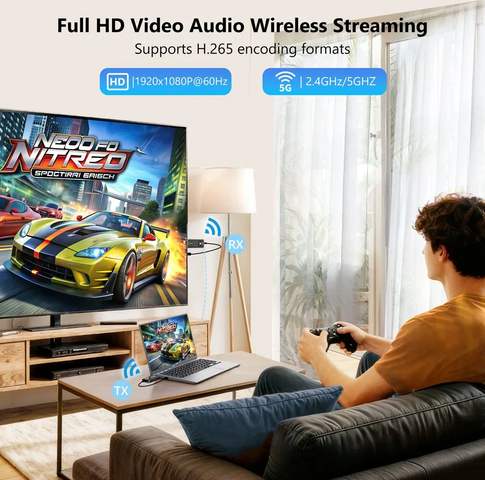 VRRIIS HDMI σύστημα ασύρματης μετάδοσης βίντεο WL087 Mini, 1080p, 2.4/5GHz, έως 350m — εικόνα 2