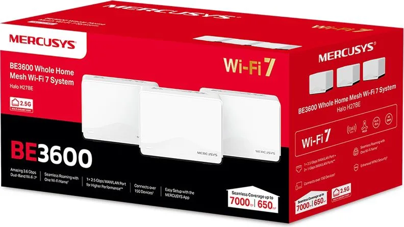 MERCUSYS Whole Home Mesh Wi-Fi 7 System Halo H27BE, 3.6Gbps Dual Band, 3τμχ, V.1.0 — εικόνα 7