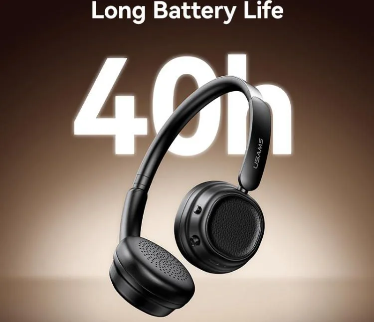 USAMS headphones SR01, ασύρματα, ANC, Φ40mm, 350mAh, μαύρα — εικόνα 5