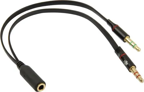 POWERTECH καλώδιο 2x 3.5mm σε 3.5mm θηλυκό CAB-J047, 0.2m, μαύρο