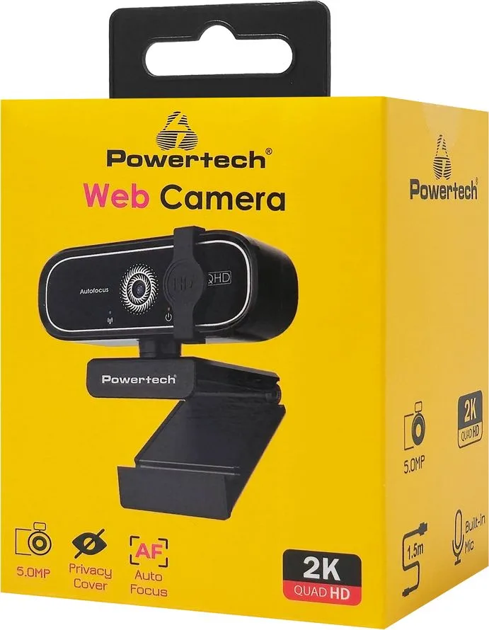 POWERTECH web camera PT-1427, 5MP, 2K QHD, αυτόματη εστίαση, 1.5m, μαύρη — εικόνα 5