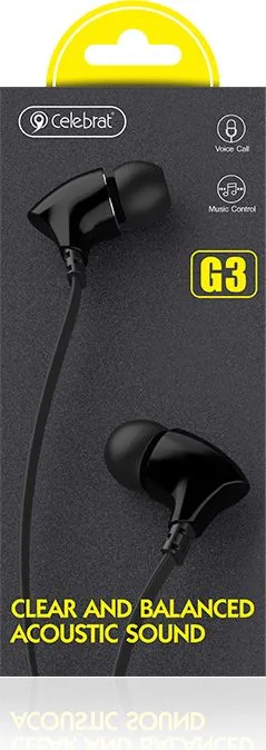 CELEBRAT earphones με μικρόφωνο G3, 3.5mm σύνδεση, Φ10mm, 1.2m, μαύρα — εικόνα 4