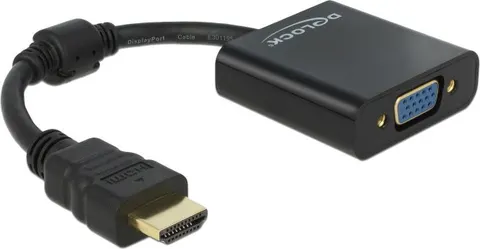 DELOCK αντάπτορας HDMI σε VGA 65512, 1080p, μαύρος