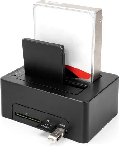 DELOCK docking station για 2.5" ή 3.5" SATA HDD/SSD 64183, 2 θέσεων, με card reader, 5Gbps, clone function, μαύρο — εικόνα 2
