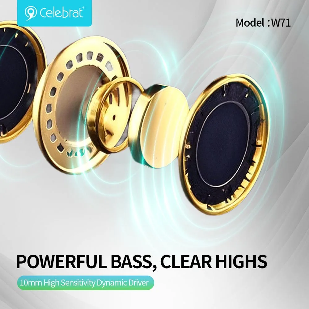 CELEBRAT earphones με θήκη φόρτισης W71, True Wireless, 10mm, 30/200mAh, λευκά — εικόνα 2
