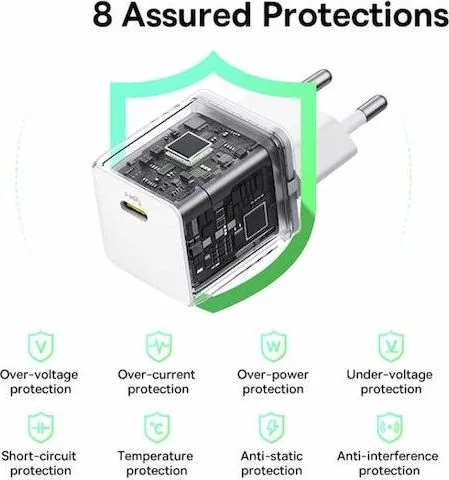 BASEUS Palm, φορτιστής τοίχου, 1X Type-C, 30W, Moon White — εικόνα 3