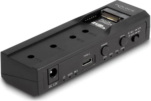 DELOCK docking station για M.2 NVMe/SATA ή 2.5"/3.5" SSD/HDD 64252, 10Gbps, clone function, μαύρο — εικόνα 3
