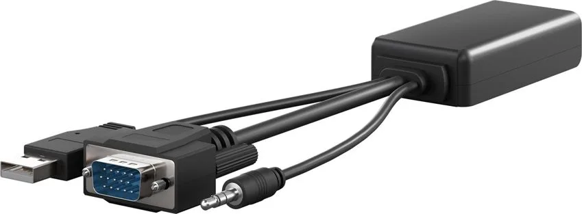 GOOBAY αντάπτορας VGA σε HDMI 61259, 3.5mm Jack, 1080p/60Hz, μαύρος — εικόνα 2
