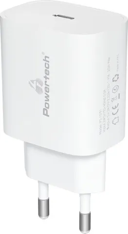 POWERTECH φορτιστής τοίχου PT-1091, USB-C, PD 20W, λευκός