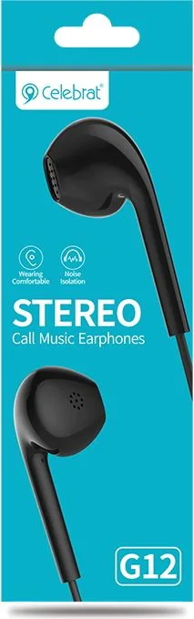 CELEBRAT earphones με μικρόφωνο G12, 3.5mm σύνδεση, Φ14.2mm, 1.2m, μαύρο — εικόνα 4