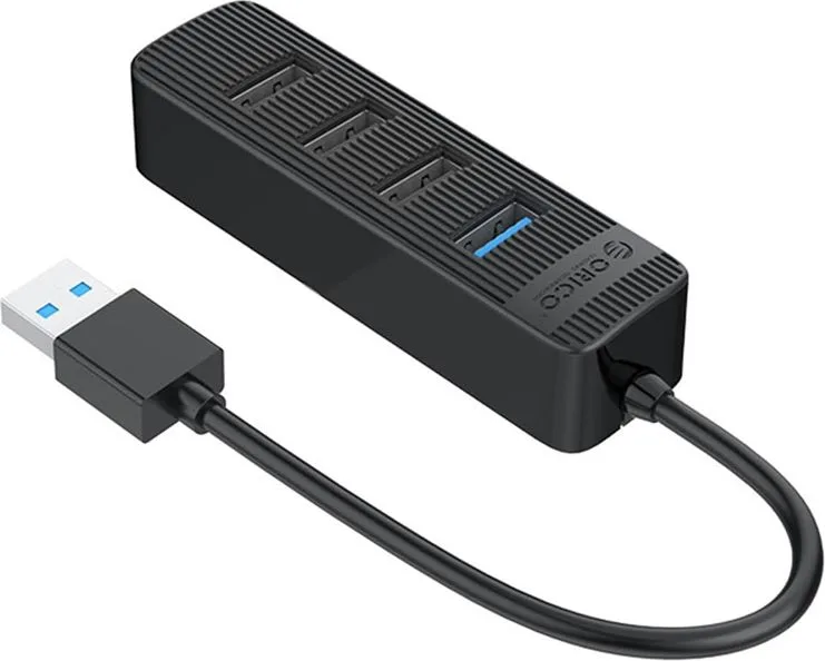 ORICO USB hub TWU32-4A, 4x θυρών, USB 3.0, 5Gbps, USB σύνδεση, έξτρα τροφοδοσία, μαύρο — εικόνα 4