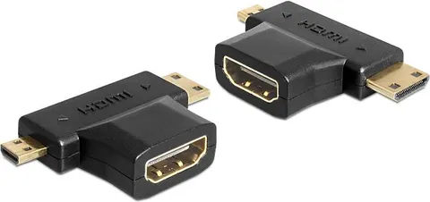 DELOCK αντάπτορας HDMI σε HDMI mini & micro 65446, gold plated, μαύρος