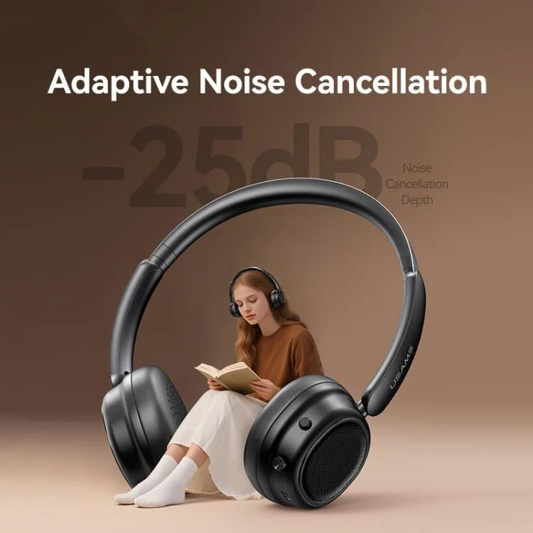 USAMS headphones SR01, ασύρματα, ANC, Φ40mm, 350mAh, μαύρα — εικόνα 2