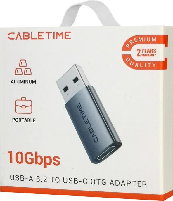 CABLETIME αντάπτορας USB-C σε USB CT-AMCF10-AG, 10Gbps, 3A, γκρι — εικόνα 8