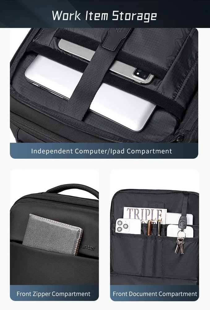 ARCTIC HUNTER τσάντα πλάτης B00866 με θήκη laptop 15.6", αεροστεγής θήκη, 35.5L/49.5L, μαύρη — εικόνα 9