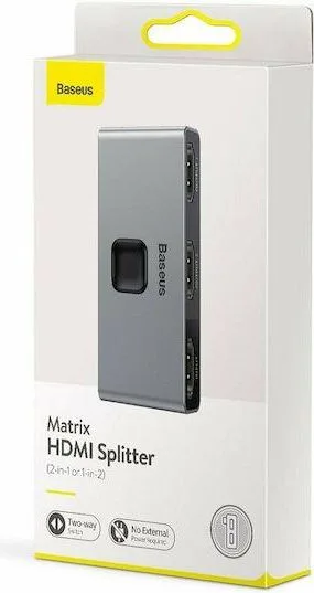 BASEUS Matrix, ΔΙΑΚΟΠΤΗΣ HDMI Switch 2 ΣΕ 1, 1 ΣΕ 2, γκρι — εικόνα 4