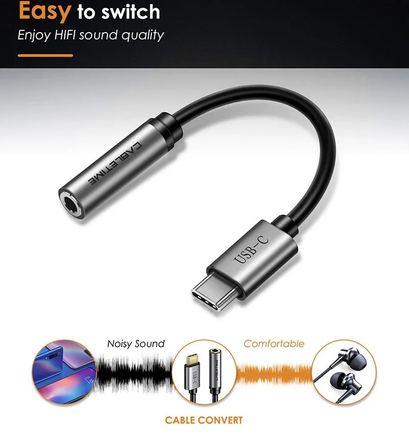 CABLETIME αντάπτορας USB-C σε 3.5mm CT-CMAUDIO, γκρι — εικόνα 2