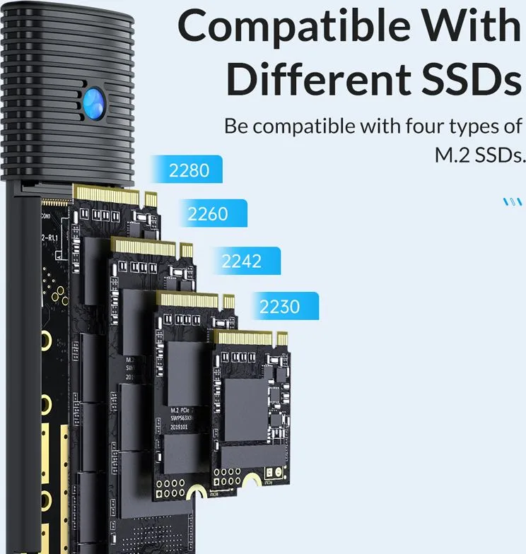 ORICO θήκη για Μ.2 SATA SSD PWM2-WH-EP, 5Gbps, έως 4TB, λευκή — εικόνα 2