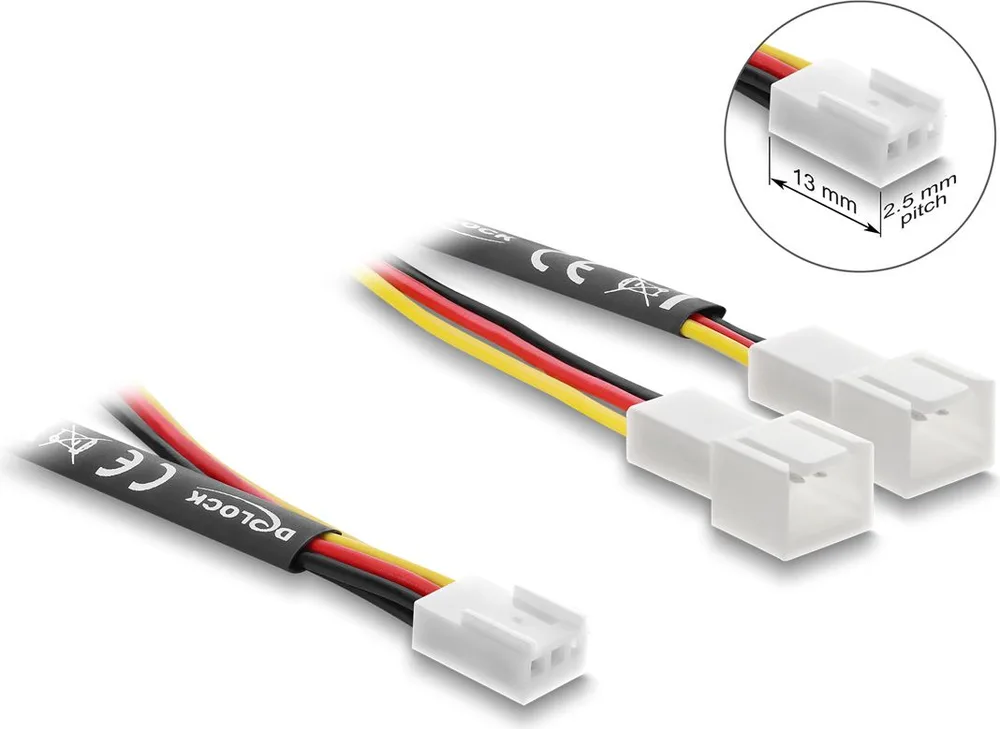 DELOCK καλώδιο 1x 3pin σε 2x 3pin 91429 για ανεμιστήρες, 10cm — εικόνα 2