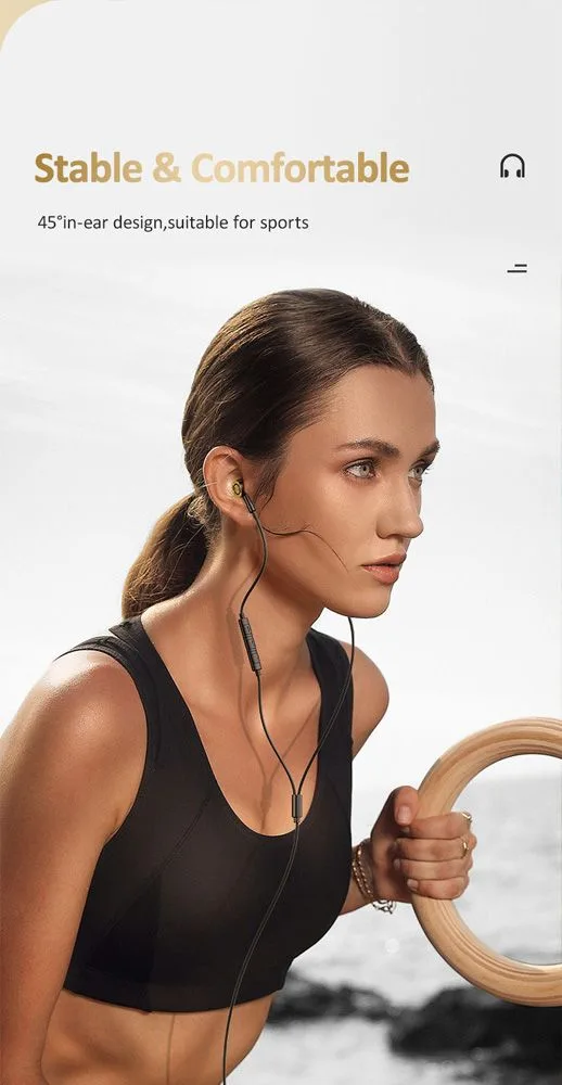 USAMS earphones με μικρόφωνο US-SJ482, USB-C σύνδεση, Φ10mm, 1.2m, μαύρα — εικόνα 3