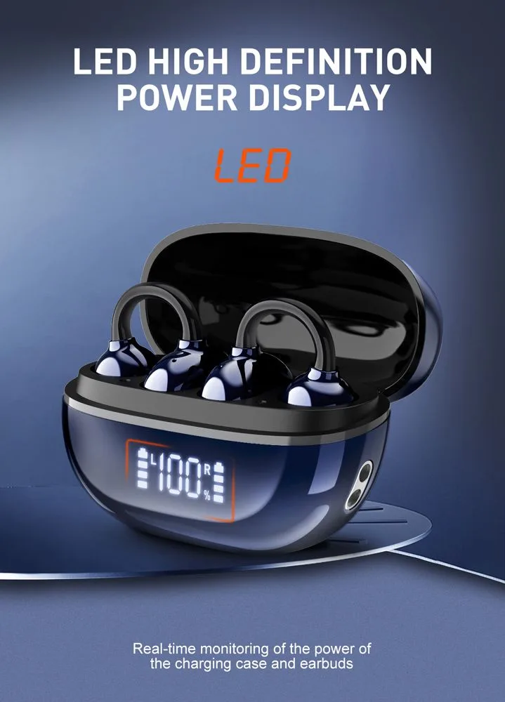 LDNIO earphones με θήκη φόρτισης T09, OWS, Φ10mm, 35/400mAh, μπλε — εικόνα 3