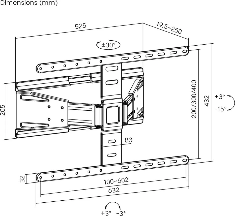 BRATECK επιτοίχια βάση τηλεόρασης LPA79-464, 43-90", έως 50kg, full motion — εικόνα 8