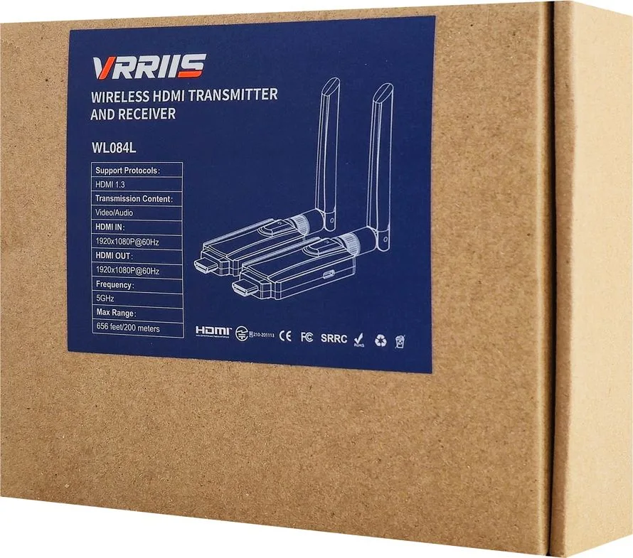 VRRIIS HDMI σύστημα ασύρματης μετάδοσης βίντεο WL084L, 1080p, 5GHz, έως 200m — εικόνα 8