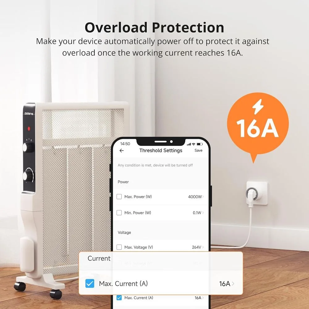 SONOFF smart αντάπτορας ρεύματος S60TPF, μονός, 4000W, WiFi, λευκός — εικόνα 9