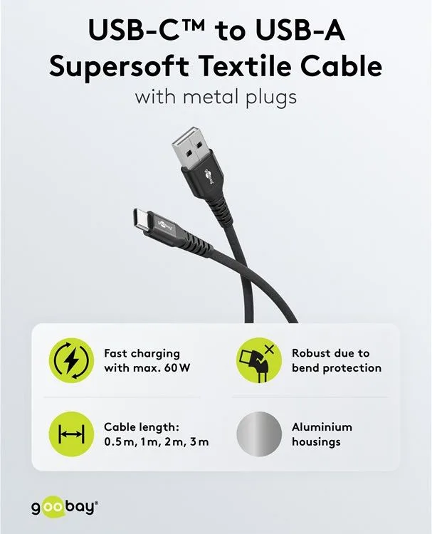 GOOBAY καλώδιο USB-C σε USB 74527, 60W, 480Mbps, 2m, μαύρο — εικόνα 4