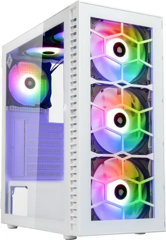 Kolink Observatory HF Glass ARGB Midi Tower Case - White (with 6 ARGB fans - 3x140mm & 3x120mm )