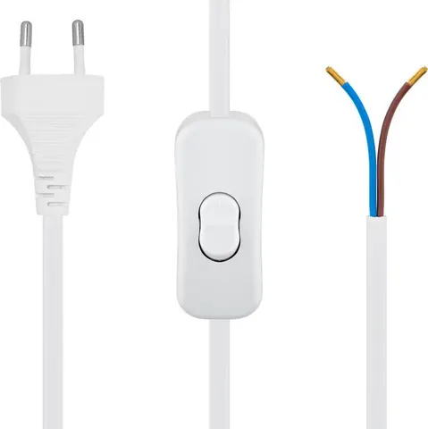 POWERTECH καλώδιο τροφοδοσίας CAB-P041 με διακόπτη, 2x 0.75mm², 1.5m, λευκό