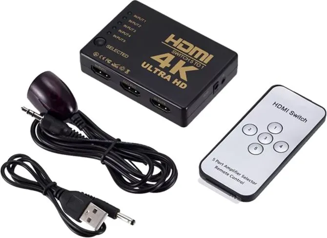 POWERTECH HDMI amplifier switch PTH-052 με τηλεχειριστήριο, 5 σε 1, 4K — εικόνα 4
