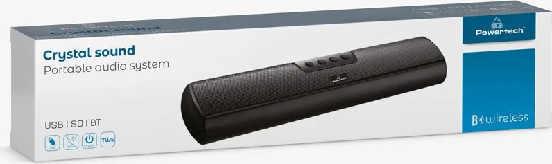 POWERTECH soundbar PT-989, 20W RMS, TWS, 3600mAh, μαύρο — εικόνα 3