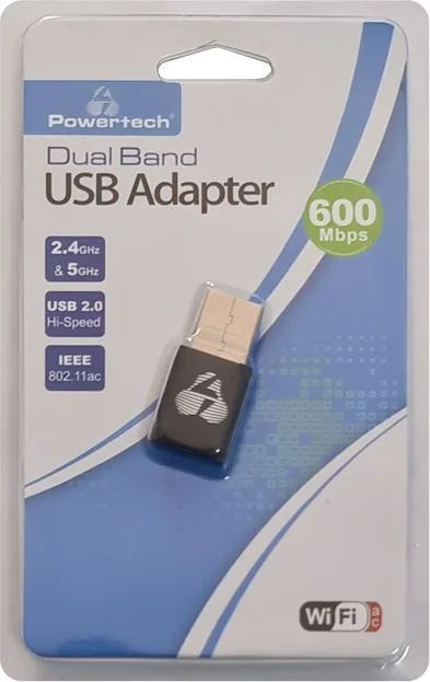 POWERTECH ασύρματος USB αντάπτορας δικτύου PT-1041, 600Mbps, 2.4/5GHz — εικόνα 4