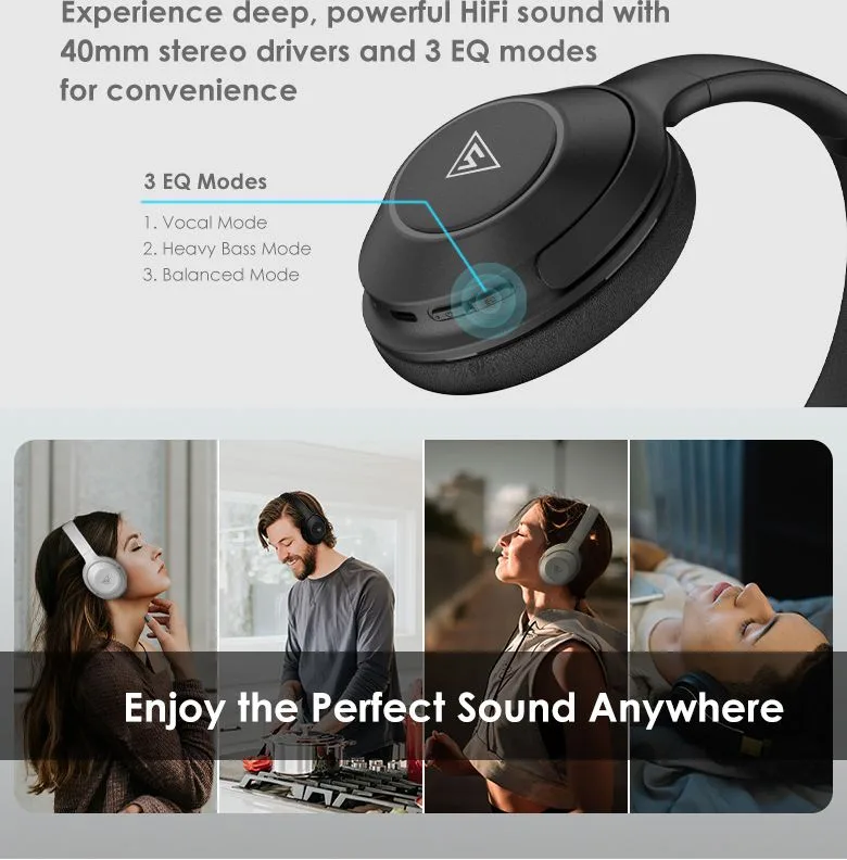DOQAUS headphones FOCUS 5, ασύρματα & ενσύρματα, Φ40mm, 1000mAh, μαύρα — εικόνα 7