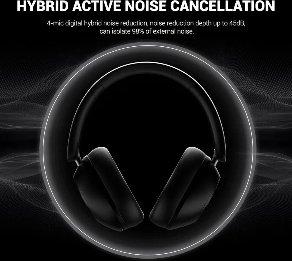 ONEODIO headphones Focus A5, ενσύρματα & ασύρματα, Hybrid ANC, 40mm, 600mAh, μαύρο — εικόνα 3